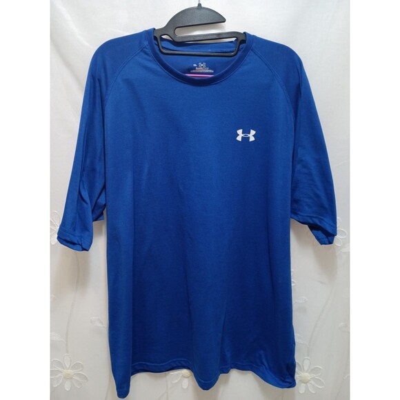 Under Armour Mens XL Blue T-Shirt Heat Gear Solid Activewear Sporty Breathable - Picture 1 of 12